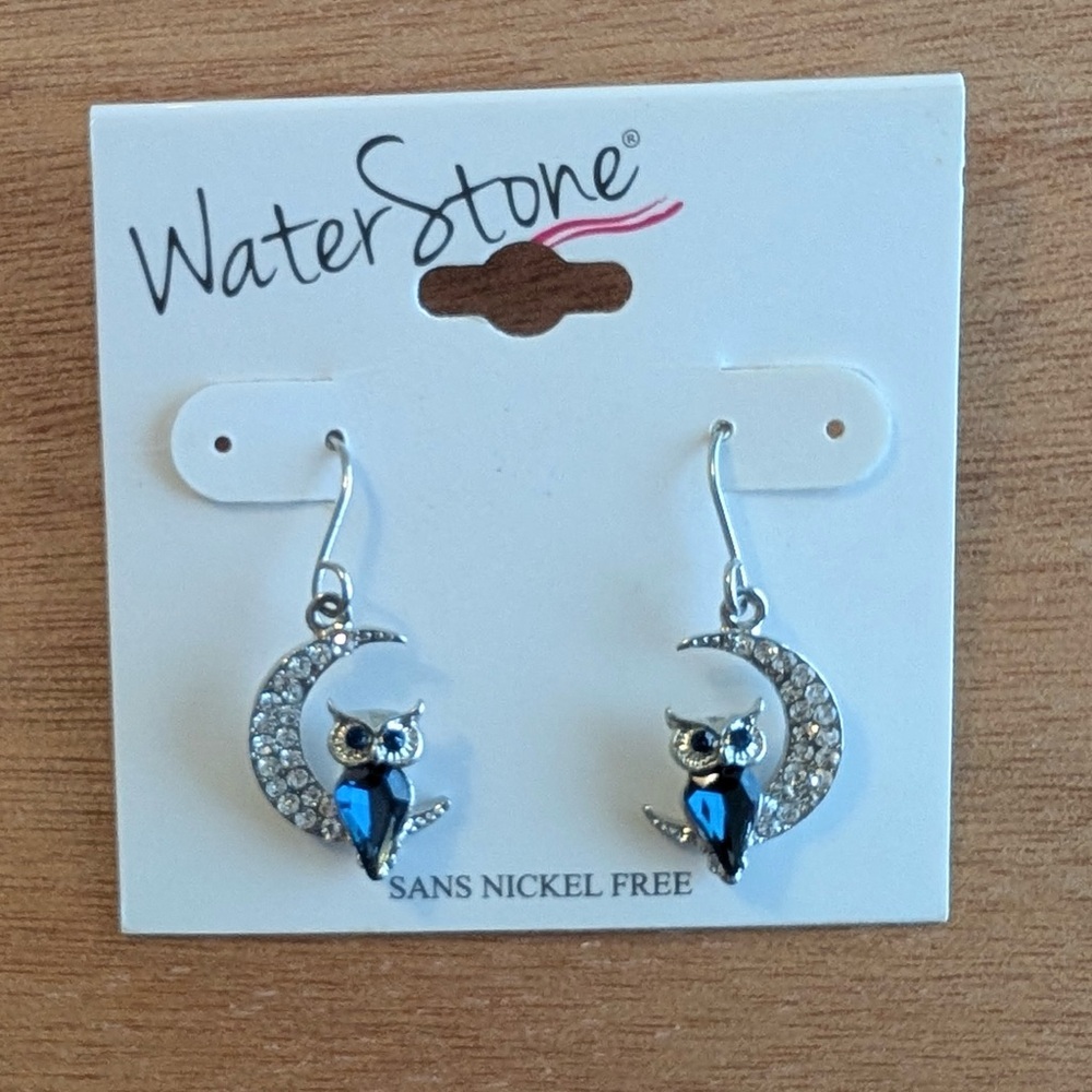 Real Y2K Vintage Whimsigoth Owl Moon Earrings Nickel Free Sensitive